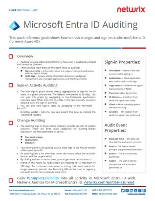 Microsoft Entra ID Auditing Quick Reference Guide PDF cover